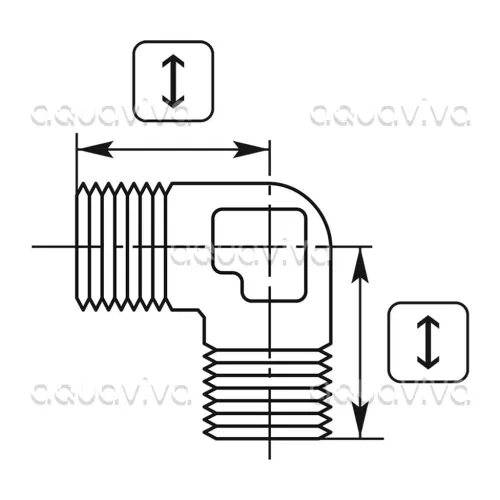 Переходник угловой 90°, 3/8"ш BSP - 3/8"ш BSP, 350 бар, латунь фото 2
