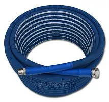 Шланг резиновый AQUAFOAM, DN12, 80 бар, 150°С, BSP 1/2"г - BSP 1/2"г, нерж.сталь, синий, 1,5м