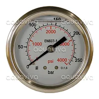 Манометр Ø50мм с осевым подключением 1/4"ш, 400бар, нерж. сталь