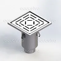 Трап промышленный 300х300мм, верт.подкл. 110мм, нерж. сталь AISI 304, настил перфор-й