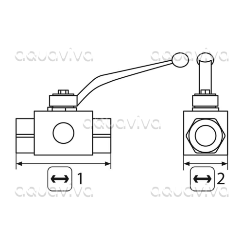 Кран шаровый 3-х ходовой, 500 бар, вх./вых./вых.1/2"г, нерж. сталь фото 2