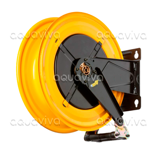 Барабан автоматический, 200 бар, для шланга 15 м до Ø23 мм, вх.1/2"ш, вых.1/2"ш, окрашенная сталь Барабан автоматический, 200 бар, для шланга 15 м до Ø23 мм, вх.1/2"ш, вых.1/2"ш, окрашенная сталь