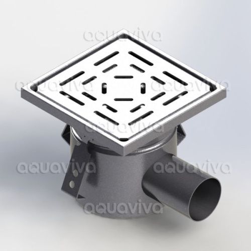 Трап 150х150мм, горизонт.подкл. 50мм, нерж. сталь AISI 304, настил перфор-й Трап 150х150мм, горизонт.подкл. 50мм, нерж. сталь AISI 304, настил перфор-й