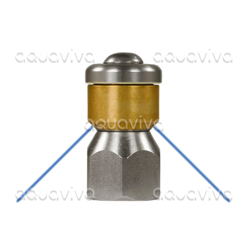 Роторная форсунка каналопромывочная, вх. 1/4"г, сопло 055, бой 3R, 250 бар, нерж. сталь / латунь фото 2