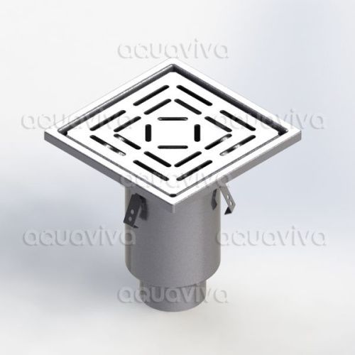 Трап промышленный 400х400мм, верт.подкл. 160мм, нерж. сталь AISI 304, настил перфор-й