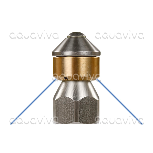 Роторная форсунка каналопромывочная, вх. 3/8"г, сопло 10, бой 3R, 250 бар, нерж. сталь / латунь фото 2
