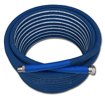 Шланг резиновый AQUAFOAM, DN12, 80 бар, 150°С, BSP 1/2"ш - BSP 1/2"г, нерж.сталь, синий, 20м
