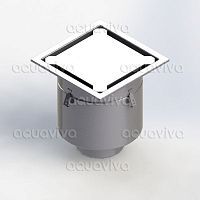 Трап промышленный 400х400мм, верт.подкл. 200мм, нерж. сталь AISI 304, настил плитный