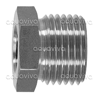 Переходник 1/4"г - 1/2"ш BSP, 500 бар, нерж. сталь