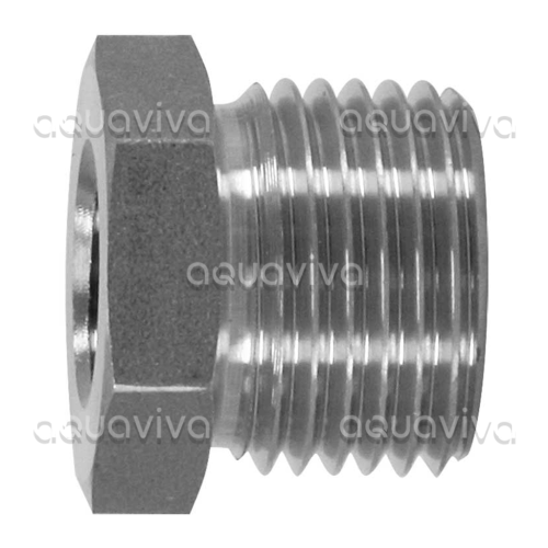 Переходник 1/4"г - 1/2"ш BSP, 500 бар, нерж. сталь
