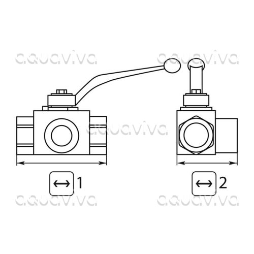 Кран шаровый 3-х ходовой  500 бар, вх./вых./вых.1/2"г, оцинкованная сталь  фото 2