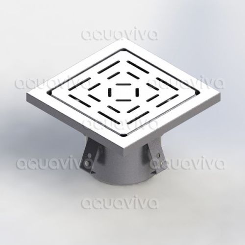 Трап 200х200мм, верт.подкл. 110мм, нерж. сталь AISI 304, настил перфор-й