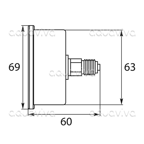 Манометр Ø63мм с осевым подключением 1/4"ш, 400бар, нерж. сталь фото 2