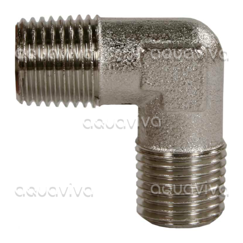 Переходник угловой 90°, 1/2"ш - 1/2"ш, 150 бар, никелированная латунь