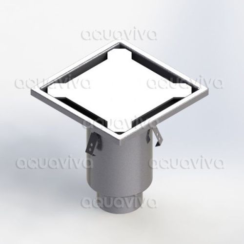 Трап промышленный 400х400мм, верт.подкл. 160мм, нерж. сталь AISI 304, настил плитный