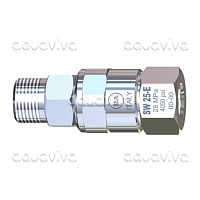 Поворотное устройство прямое с подшипником из нерж.стали SW25-E, 280 бар, 40 л/мин,120°С, вх.3/8"ш, вых.3/8 г, нерж.сталь/никелированная латунь