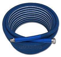 Шланг резиновый AQUAFOAM, DN12, 80 бар, 150°С, BSP 1/2"ш - BSP 1/2"г, нерж.сталь, синий, 25м