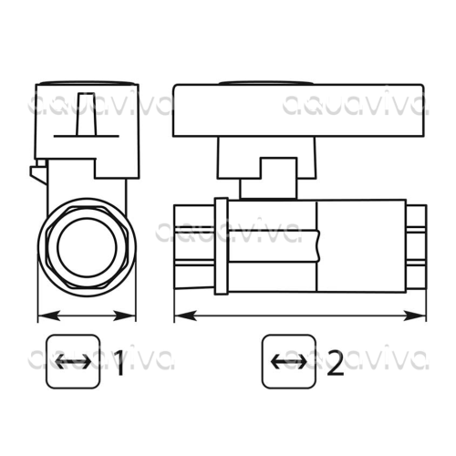 Кран шаровый 2-х ходовой, 210 бар, вх./вых.1/2"г, никелированная латунь фото 2