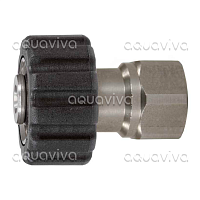 Переходник М22х1,5г в черном пластике - 1/4"г, 500 бар, нерж. сталь