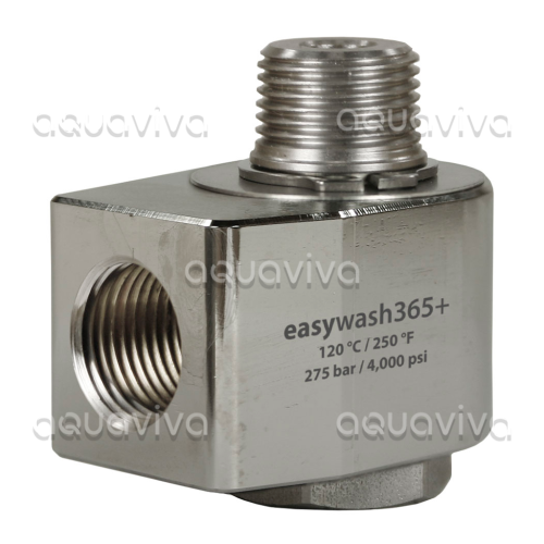 Поворотное устройство угловое easywash365+, 275 бар, DN7, вх.3/8"г, вых.3/8"ш, нерж. сталь/никелированная латунь фото 2 Поворотное устройство угловое easywash365+, 275 бар, DN7, вх.3/8"г, вых.3/8"ш, нерж. сталь/никелированная латунь фото 2