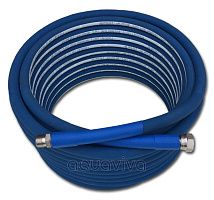 Шланг резиновый AQUAFOAM, DN12, 80 бар, 150°С, BSP 1/2"г - BSP 1/2"г, нерж.сталь, синий, 2,5м