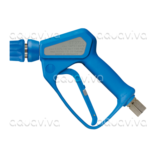 Пистолет ST-2725, 80 бар, 80 л/мин, 150˚C, вх.1/2"г ПФ, вых.БРС байонет ST-3100, синий Пистолет ST-2725, 80 бар, 80 л/мин, 150˚C, вх.1/2"г ПФ, вых.БРС байонет ST-3100, синий