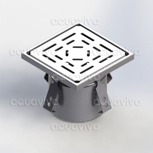 Трап 150х150мм, верт.подкл. 110мм, нерж. сталь AISI 304, настил перфор-й