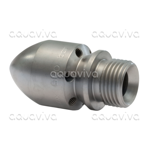 Каналопромывочная форсунка, вх. 1/2"ш, сопло 10, бой 6Rx1F, 500 бар, нерж. сталь