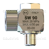 Поворотное устройство угловое SW 90-E, EPDM, 280 бар, 40 л/мин, 160°С,  вх. 1/4" ш, вых. 1/4" г, нерж.сталь