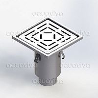 Трап промышленный 300х300мм, верт.подкл. 110мм, нерж. сталь AISI 304, настил перфор-й