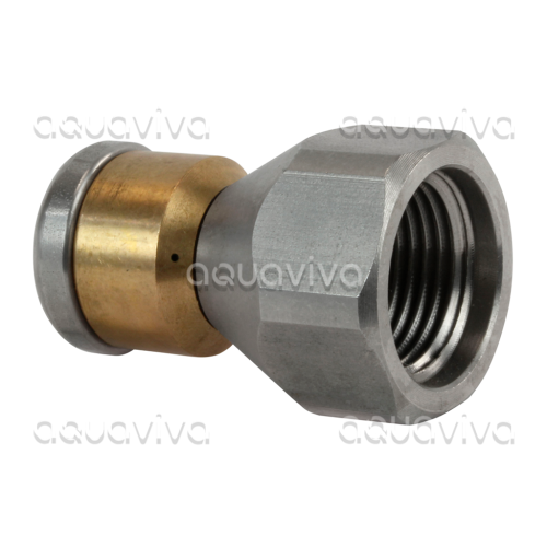 Роторная форсунка каналопромывочная, вх. 3/8"г, сопло 10, бой 3R, 250 бар, нерж. сталь / латунь