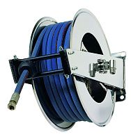 Барабан авто. для рукава дл. 15 м 1/2" (нерж.)  1/2"ш. 1/2"ш. 200 бар Легкая пружина