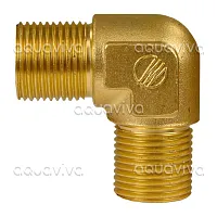 Переходник угловой 90°, 1/4"ш BSP - 1/4"ш BSP, 350 бар, латунь