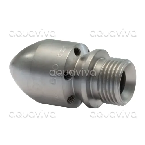 Каналопромывочная форсунка, вх. 1/2"ш, сопло 10, бой 6Rx1F, 500 бар, нерж. сталь