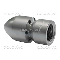 Каналопромывочная форсунка, вх. 1/2"г, сопло 12, бой 6Rx1F, 500 бар, нерж. сталь Каналопромывочная форсунка, вх. 1/2"г, сопло 12, бой 6Rx1F, 500 бар, нерж. сталь