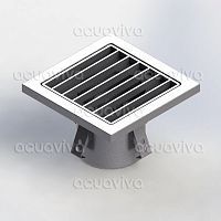 Трап 200х200мм, верт.подкл. 110мм, нерж. сталь AISI 304, решетка щелевая Трап 200х200мм, верт.подкл. 110мм, нерж. сталь AISI 304, решетка щелевая