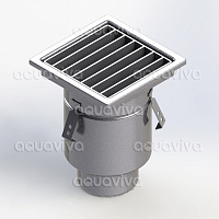 Трап промышленный 250х250мм, верт.подкл. 110мм, нерж. сталь AISI 304, решетка щелевая Трап промышленный 250х250мм, верт.подкл. 110мм, нерж. сталь AISI 304, решетка щелевая