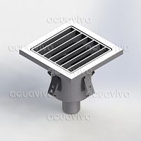 Трап 200х200мм, верт.подкл. 50мм, нерж. сталь AISI 304, решетка щелевая Трап 200х200мм, верт.подкл. 50мм, нерж. сталь AISI 304, решетка щелевая
