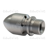 Каналопромывочная форсунка, вх. 1/2"ш, сопло 060, бой 6Rx1F, 500 бар, нерж. сталь Каналопромывочная форсунка, вх. 1/2"ш, сопло 060, бой 6Rx1F, 500 бар, нерж. сталь