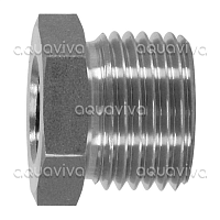 Переходник 3/8"г - 1/2"ш BSP, 500 бар, нерж. сталь Переходник 3/8"г - 1/2"ш BSP, 500 бар, нерж. сталь