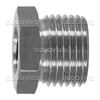 Переходник 1/4"г - 1/2"ш BSP, 500 бар, нерж. сталь Переходник 1/4"г - 1/2"ш BSP, 500 бар, нерж. сталь