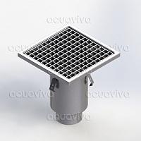 Трап промышленный 300х300мм, верт.подкл. 110мм, нерж. сталь AISI 304, решетка ячеистая Трап промышленный 300х300мм, верт.подкл. 110мм, нерж. сталь AISI 304, решетка ячеистая