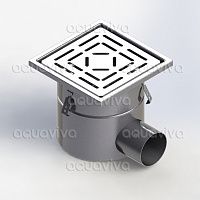 Трап промышленный 400х400мм, горизонт. подкл. 160мм, нерж. сталь AISI 304, настил перфор-й Трап промышленный 400х400мм, горизонт. подкл. 160мм, нерж. сталь AISI 304, настил перфор-й